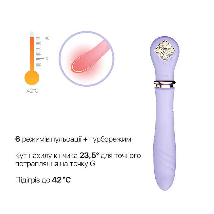 Пульсатор із підігрівом Zalo Sweet Magic - Desire Fantasy Violet, турбо режим - Master