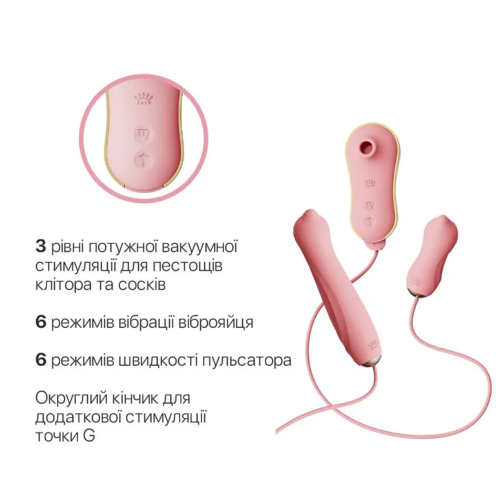 Набір 3в1 Zalo – UNICORN Set Pink, віброяйце, пульсатор, вакуумний стимулятор - Master