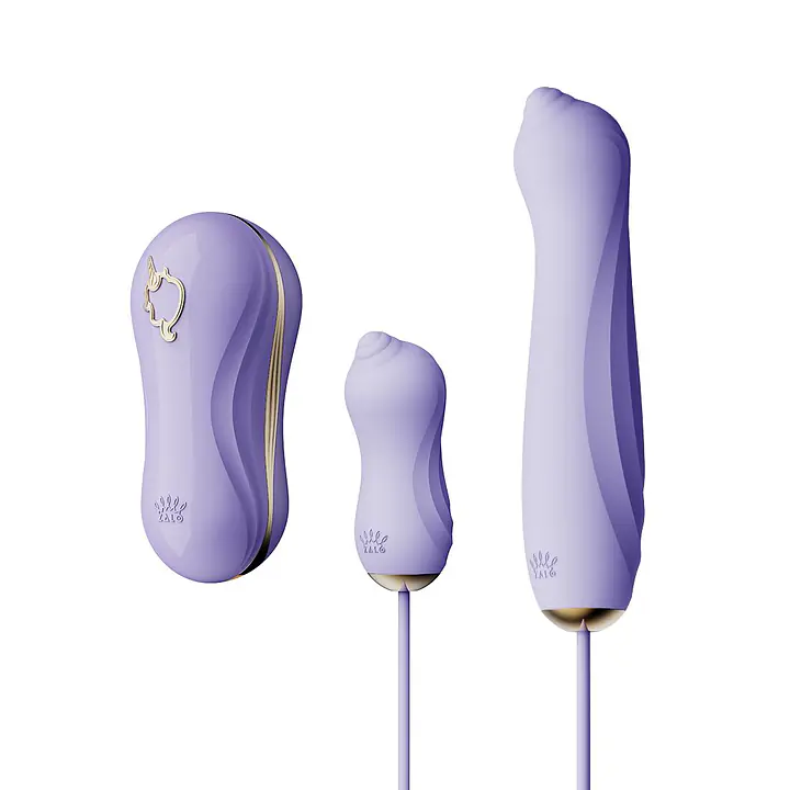 Набір 3в1 Zalo – UNICORN Set Violet, віброяйце, пульсатор, вакуумний стимулятор - Master