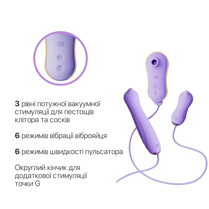Набір 3в1 Zalo – UNICORN Set Violet, віброяйце, пульсатор, вакуумний стимулятор - Master
