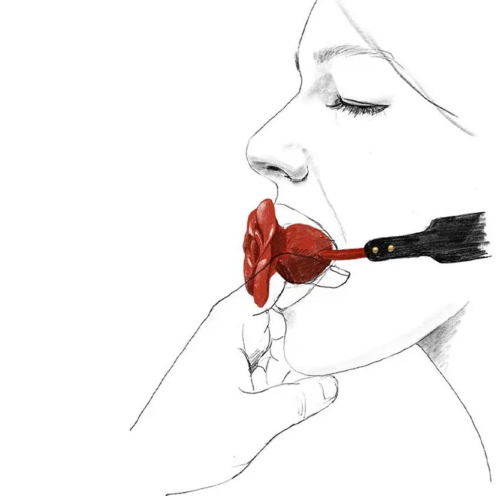 Розкішний кляп у вигляді троянди Zalo - Rose Ball Gag, подвійне використання - Master