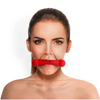 Кляп-палиця на ременях Art of Sex – Gag Stick Silicon, червоний, натуральна шкіра - Master