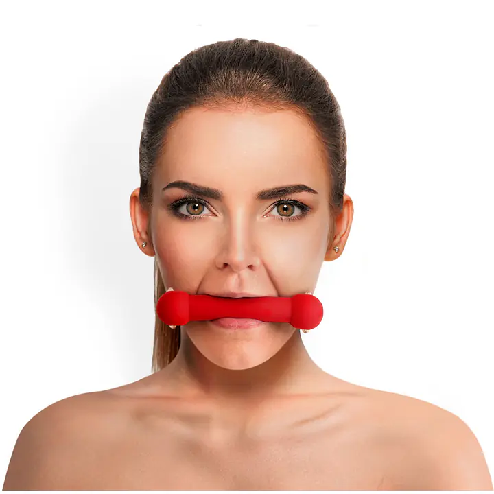 Кляп-палиця на ременях Art of Sex – Gag Stick Silicon, червоний, натуральна шкіра - Master