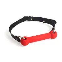 Кляп-палиця на ременях Art of Sex – Gag Stick Silicon, червоний, натуральна шкіра - Master