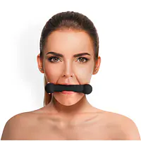 Кляп-палиця на ременях Art of Sex – Gag Stick Silicon, чорний, натуральна шкіра - Master