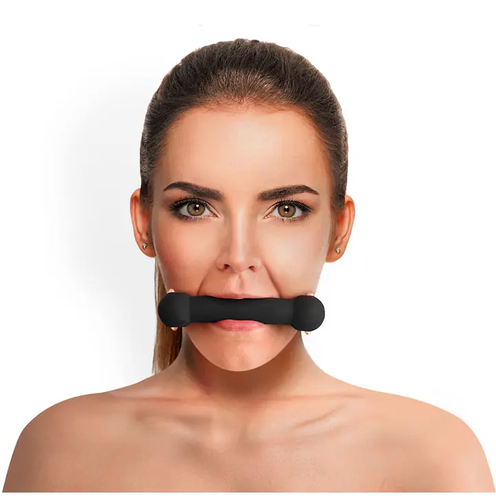 Кляп-палиця на ременях Art of Sex – Gag Stick Silicon, чорний, натуральна шкіра - Master