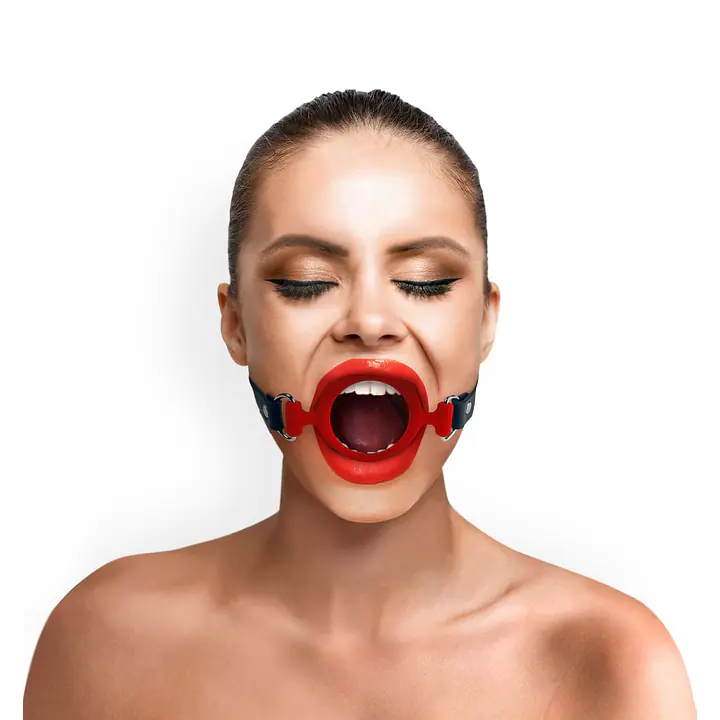 Кляп-розширювач силіконове кільце Art of Sex – Gag ring, червоний, натуральна шкіра - Master