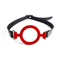 Кляп-розширювач силіконове кільце Art of Sex – Gag ring, червоний, натуральна шкіра - Master