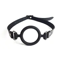 Кляп-розширювач силіконове кільце Art of Sex – Gag Ring, чорний, натуральна шкіра - Master