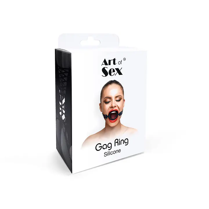 Кляп-розширювач силіконове кільце Art of Sex – Gag Ring, чорний, натуральна шкіра - Master