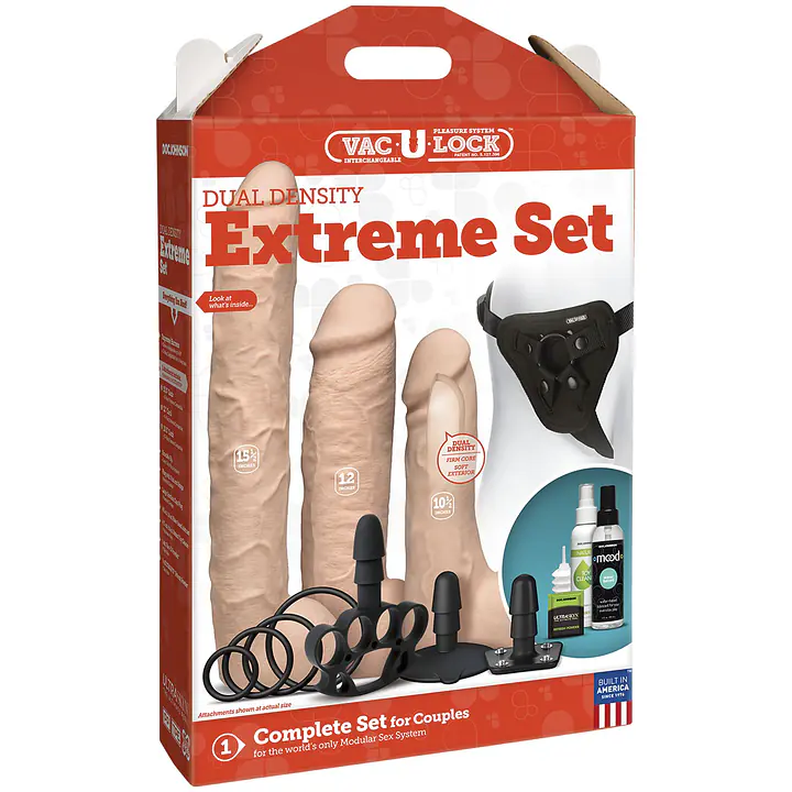 Набір для страпона Doc Johnson Vac-U-Lock Dual Density Extreme Set, діаметр: 7,72 см, 2×6,99 см - Master
