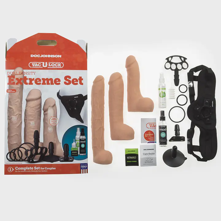 Набір для страпона Doc Johnson Vac-U-Lock Dual Density Extreme Set, діаметр: 7,72 см, 2×6,99 см - Master
