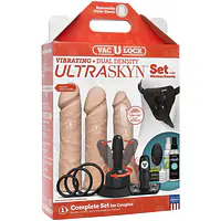 Набір для страпона Doc Johnson Vac-U-Lock VIBRATING Dual Density ULTRASKYN Set: діаметр 3×3,8 см - Master