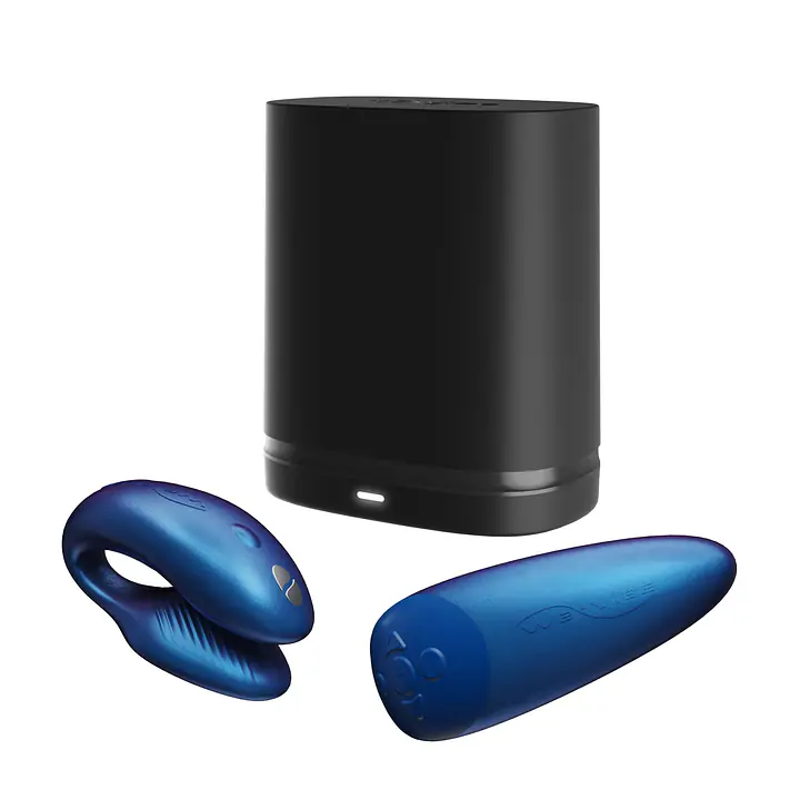 Смарт-вібратор для пар We-Vibe Chorus Cosmic Blue, сенсорне керування вібраціями стисненням пульта - Master