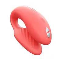 Смарт-вібратор для пар We-Vibe Chorus Crave Coral, сенсорне керування вібраціями стисненням пульта - Master