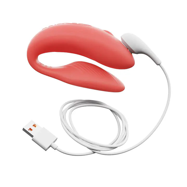 Смарт-вібратор для пар We-Vibe Chorus Crave Coral, сенсорне керування вібраціями стисненням пульта - Master