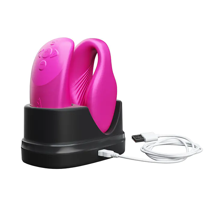 Смарт-вібратор для пар We-Vibe Chorus Cosmic Pink, сенсорне керування вібраціями стисненням пульта - Master