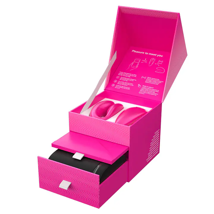 Смарт-вібратор для пар We-Vibe Chorus Cosmic Pink, сенсорне керування вібраціями стисненням пульта - Master