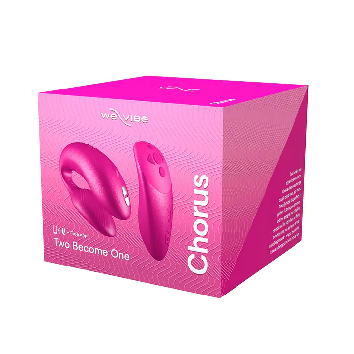 Смарт-вібратор для пар We-Vibe Chorus Cosmic Pink, сенсорне керування вібраціями стисненням пульта - Master