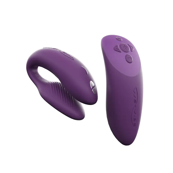 Смарт-вібратор для пар We-Vibe Chorus Purple, сенсорне керування вібраціями стисненням пульта - Master
