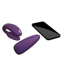 Смарт-вібратор для пар We-Vibe Chorus Purple, сенсорне керування вібраціями стисненням пульта - Master