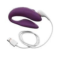Смарт-вібратор для пар We-Vibe Chorus Purple, сенсорне керування вібраціями стисненням пульта - Master