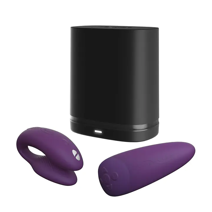 Смарт-вібратор для пар We-Vibe Chorus Purple, сенсорне керування вібраціями стисненням пульта - Master