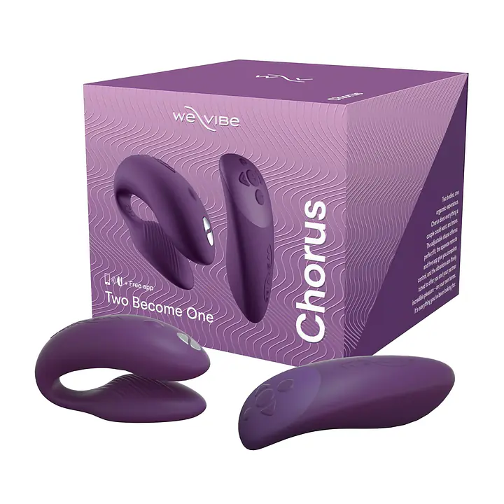 Смарт-вібратор для пар We-Vibe Chorus Purple, сенсорне керування вібраціями стисненням пульта - Master