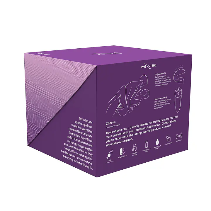 Смарт-вібратор для пар We-Vibe Chorus Purple, сенсорне керування вібраціями стисненням пульта - Master