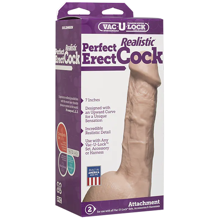 Фалоімітатор Doc Johnson - 7 Inch Perfect Erect Cock, велика головка, Vac-U-Lock - Master