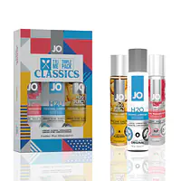 Набір JO Tri-Me Triple Pack — Classics (3×30 мл) водна, силіконова та смакова змазка - Master