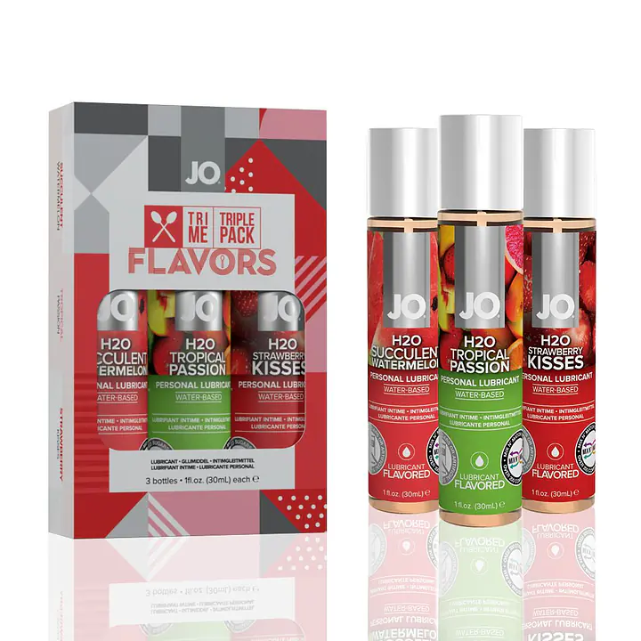 Набір JO Tri-Me Triple Pack — Flavors (3×30 мл) три різні смаки оральних змазок - Master
