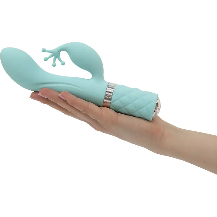 Розкішний вібратор-кролик Pillow Talk - Kinky Teal з кристалом Сваровські, потужний - Master