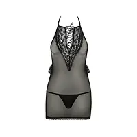 Сорочка прозора приталена Passion ERZA CHEMISE XXL/XXXL, black, трусики - Master