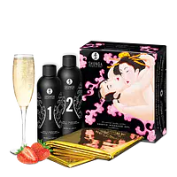 Гель для NURU-масажу Shunga Oriental Body-to-Body – Sparkling Strawberry Wine плюс простирадло - Master