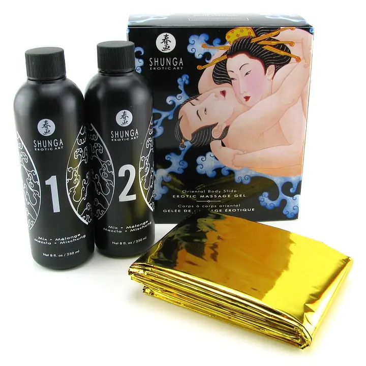 Гель для NURU-масажу Shunga Oriental Body-to-Body – Exotic Fruits (2 x 225 мл) плюс простирадло - Master