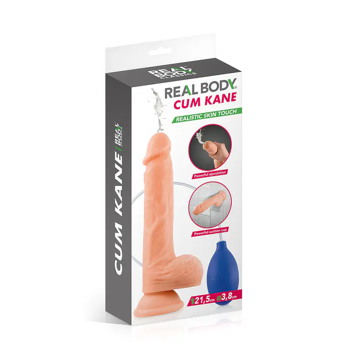 Фалоімітатор, що кінчає, Real Body — Cum Kane: довжина 21,5 см, діам. 3,8 см, ТРЕ, присоска - Master