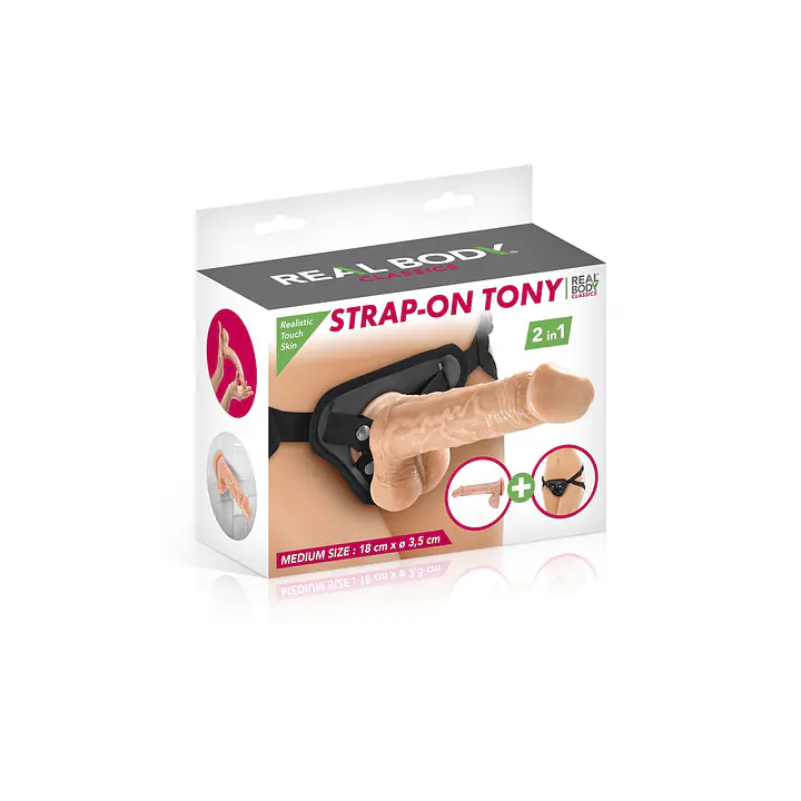 Жіночий страпон-трусики 2в1 Real Body — Tony: довжина 18 см, діам. 3,5 см, трусики та фалоімітатор - Master