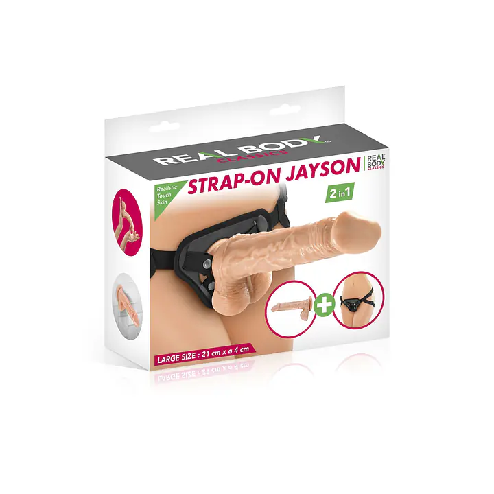 Жіночий страпон-трусики 2в1 Real Body — Jayson: довжина 21 см, діам. 4 см, трусики та фалоімітатор - Master