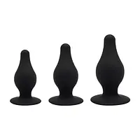 Набір анальних пробок SilexD Silicone Plug Kit двошарові, силікон+Silexpan, діаметр 3,4; 4; 4,5 см - Master