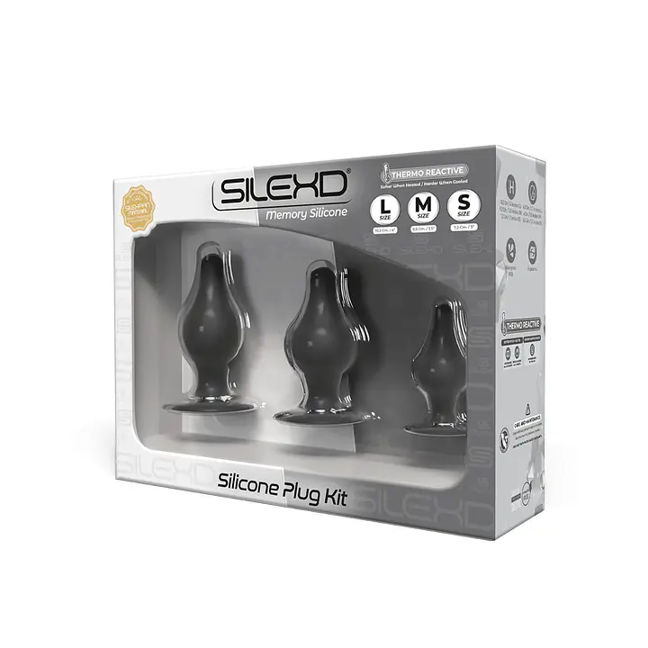 Набір анальних пробок SilexD Silicone Plug Kit двошарові, силікон+Silexpan, діаметр 3,4; 4; 4,5 см - Master