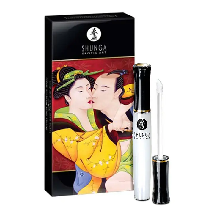 Стимулювальний блиск для губ Shunga LIPGLOSS – Sparkling Strawberry Wine (10 мл), ефект поколювання - Master