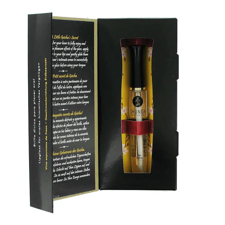 Стимулювальний блиск для губ Shunga LIPGLOSS – Sparkling Strawberry Wine (10 мл), ефект поколювання - Master