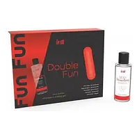 Набір Intt DOUBLE FUN: віброкуля (10 режимів, перезаряджувана), полунична змазка на водній основі - Master