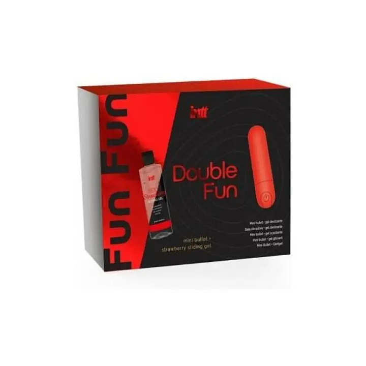 Набір Intt DOUBLE FUN: віброкуля (10 режимів, перезаряджувана), полунична змазка на водній основі - Master
