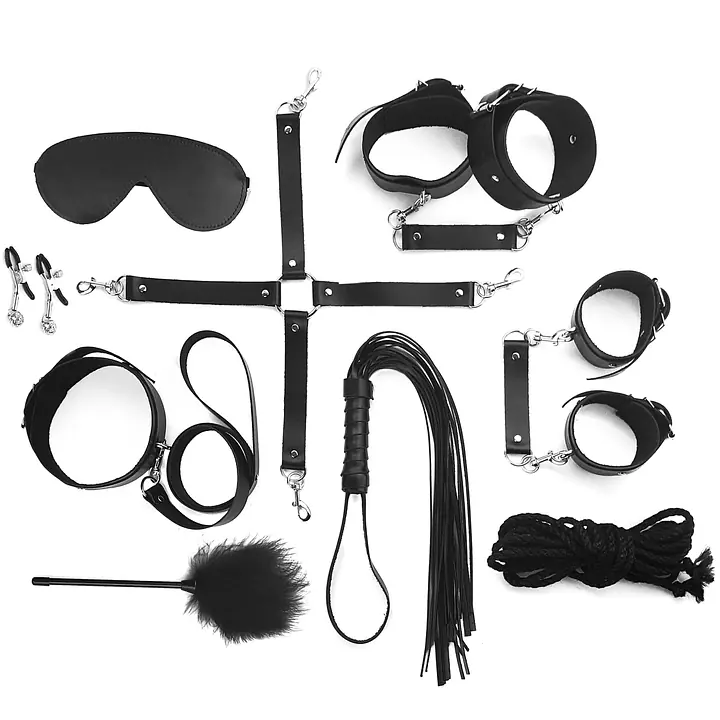 Набір BDSM Art of Sex – Set Leather, 10 предметів, чорний, натуральна шкіра - Master