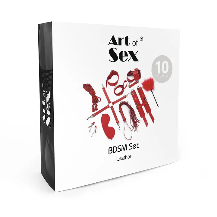 Набір BDSM Art of Sex – Set Leather, 10 предметів, чорний, натуральна шкіра - Master