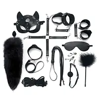 Набір BDSM Art Of Sex – Maxi BDSM Set Leather, 13 предметів, чорний, натуральна шкіра - Master