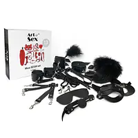 Набір BDSM Art Of Sex – Maxi BDSM Set Leather, 13 предметів, чорний, натуральна шкіра - Master