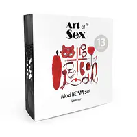 Набір BDSM Art Of Sex – Maxi BDSM Set Leather, 13 предметів, чорний, натуральна шкіра - Master